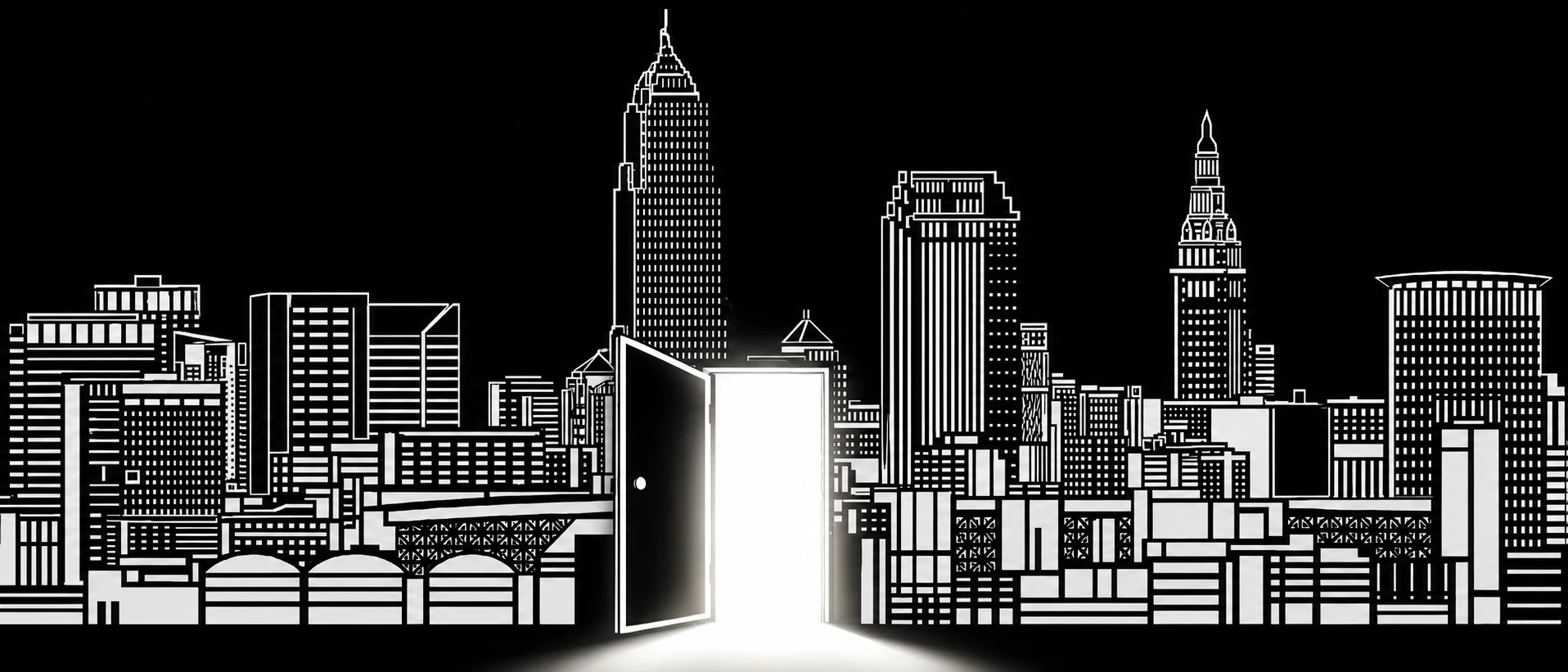 OpenCLE cityscape and open door
